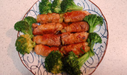 甘じょっぱさが美味しい！ブロッコリー茎の肉巻き